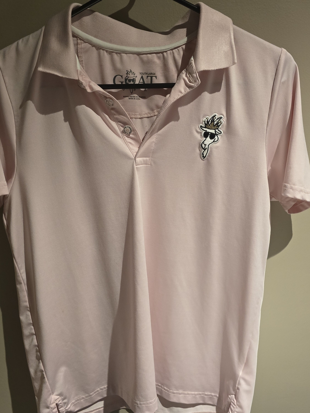 GOAT Youth Pale Pink Polo with Embroidered Logo